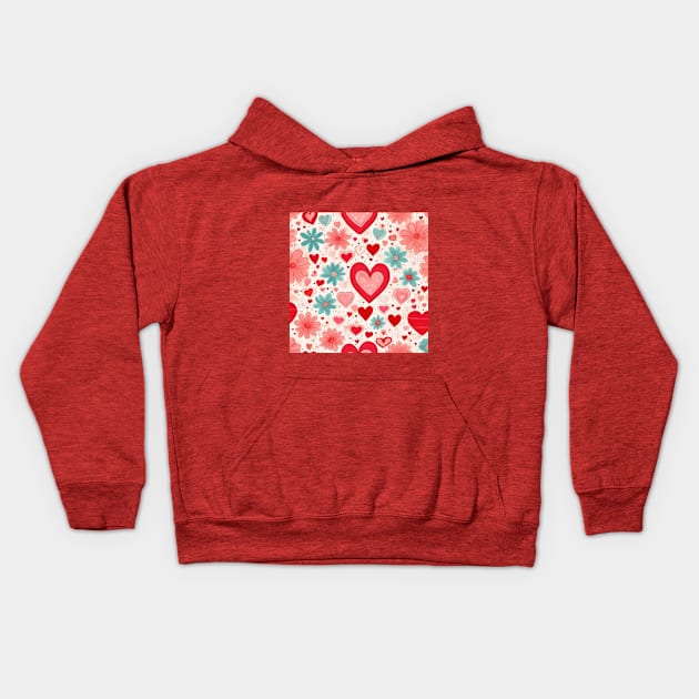 Valentines day gift ideas, hearts gift ideas, red hearts and flowers gifts Kids Hoodie by WeLoveAnimals